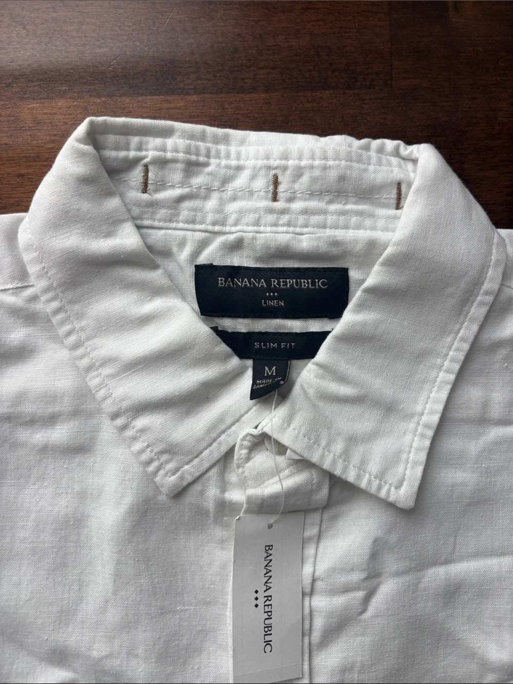 Banana Republic White Short-Sleeve Button-Down Shirt